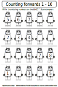 Lego Maths Worksheet - Counting forwards 1 - 20